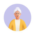 Smiling old woman, senior lady avatar. Grandmother wearing glasses, with grey hair. 3d vector people character illustration. Cartoon minimal style.